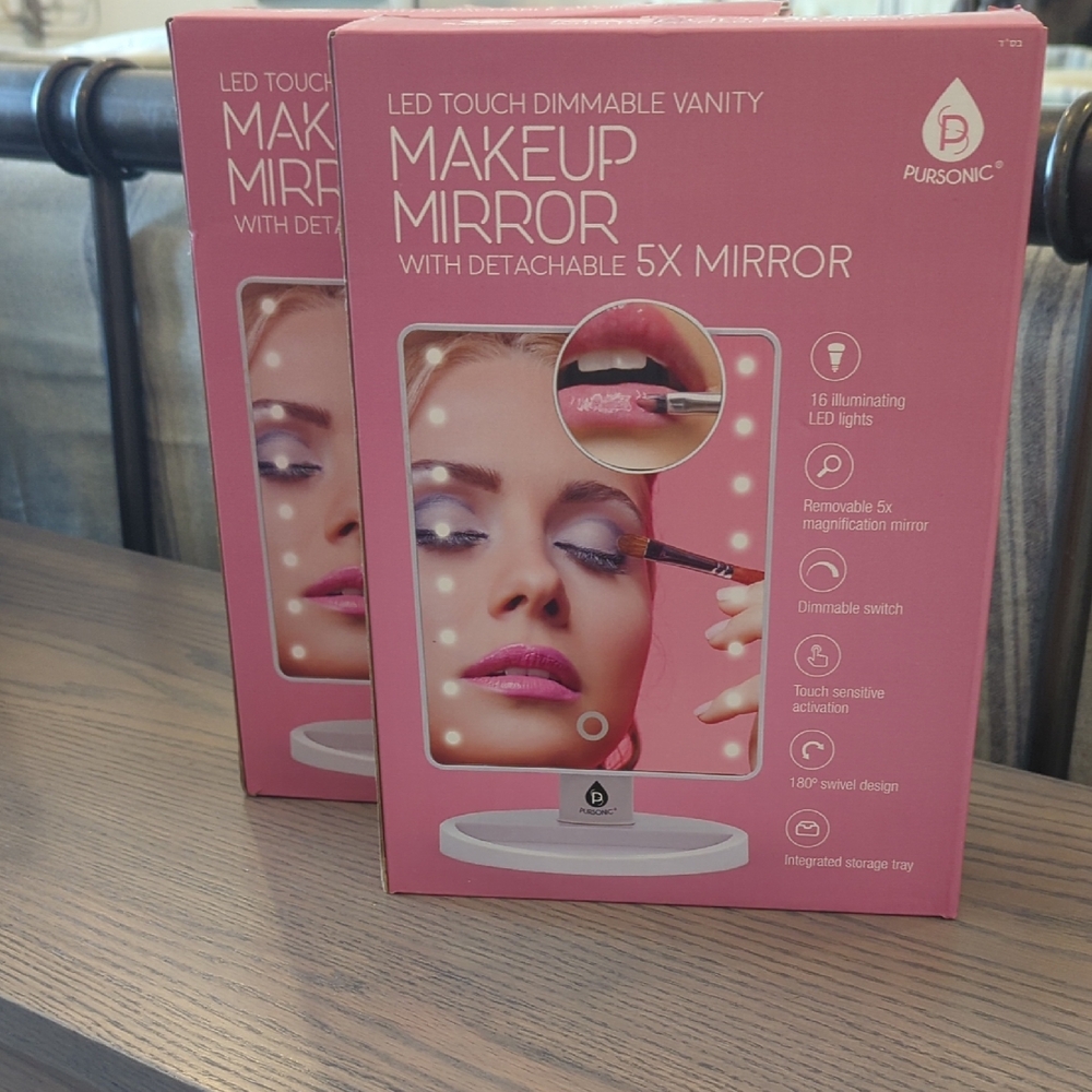 CLEARANCE NWT Pursonic LED Touch Dimmable Vanity Makeup Mirror